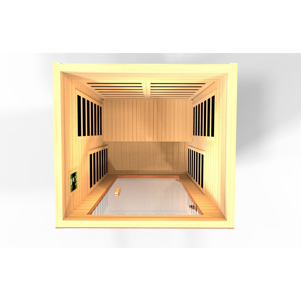 Dynamic Avila Elite 1 person Ultra Low EMF infrared sauna photographed from a three-quarter angle
