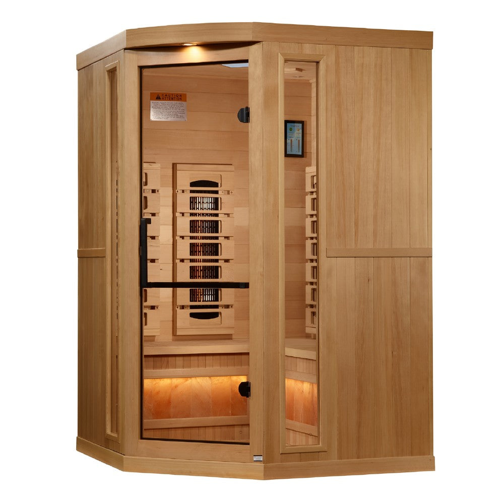 Golden Designs GDI-8035-03 3 person corner full spectrum infrared sauna photographed in a room