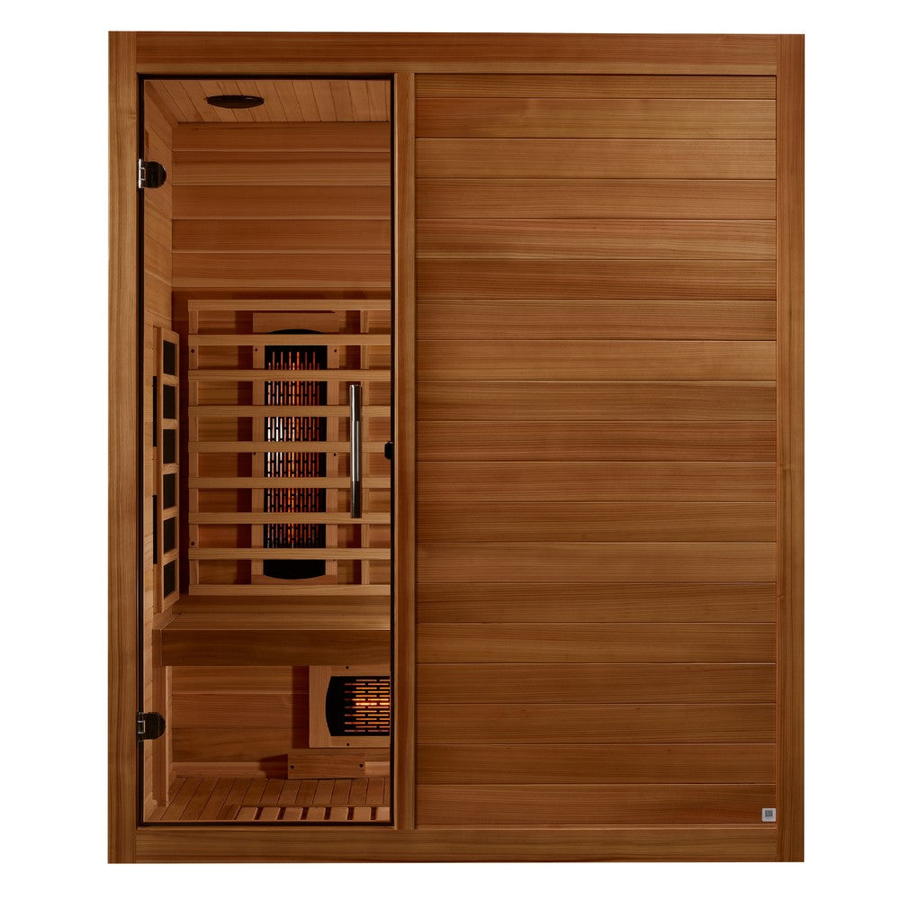 Maxxus S-Line Yoga 3 person full spectrum infrared sauna photographed in a room