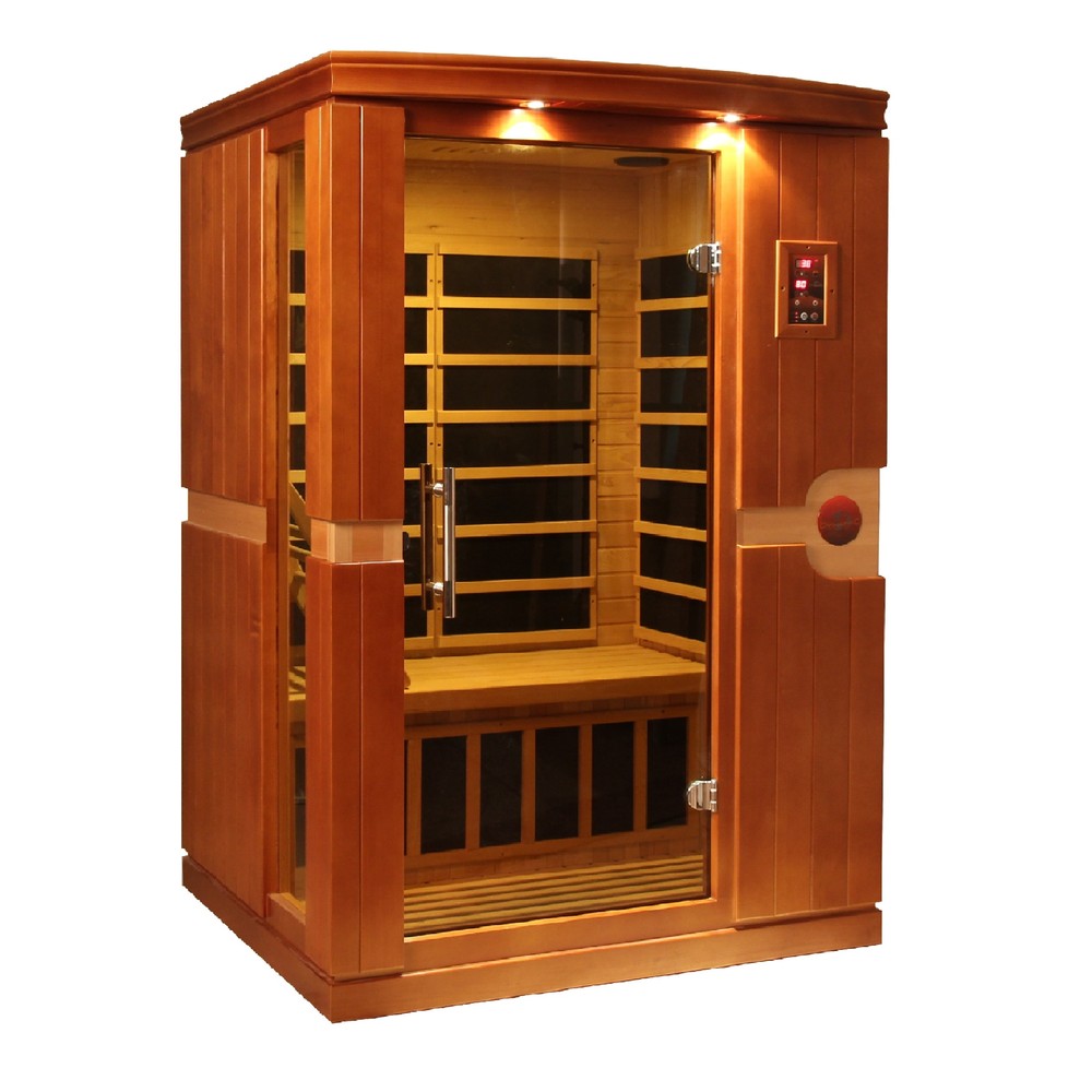 Dynamic Venice 2 person Low EMF infrared sauna front view with the interior visible
