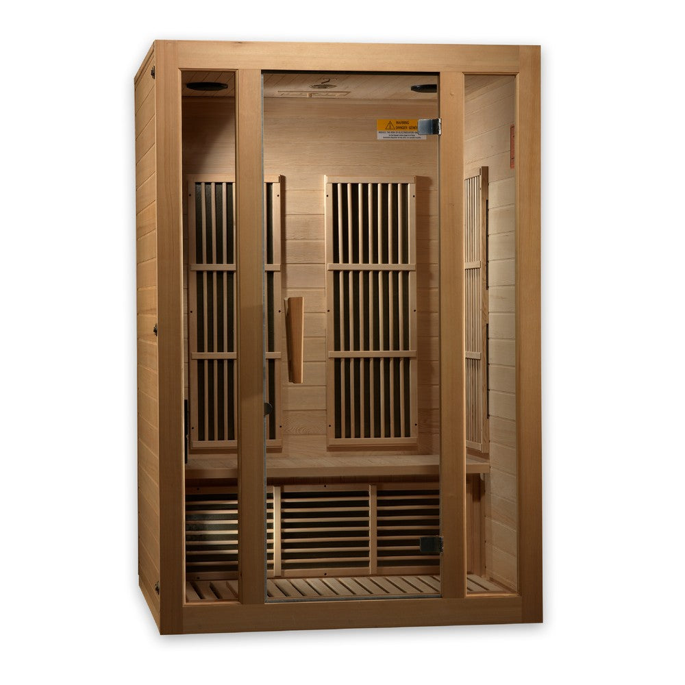 Maxxus Seattle 2 person Near Zero EMF infrared sauna photographed against a plain background