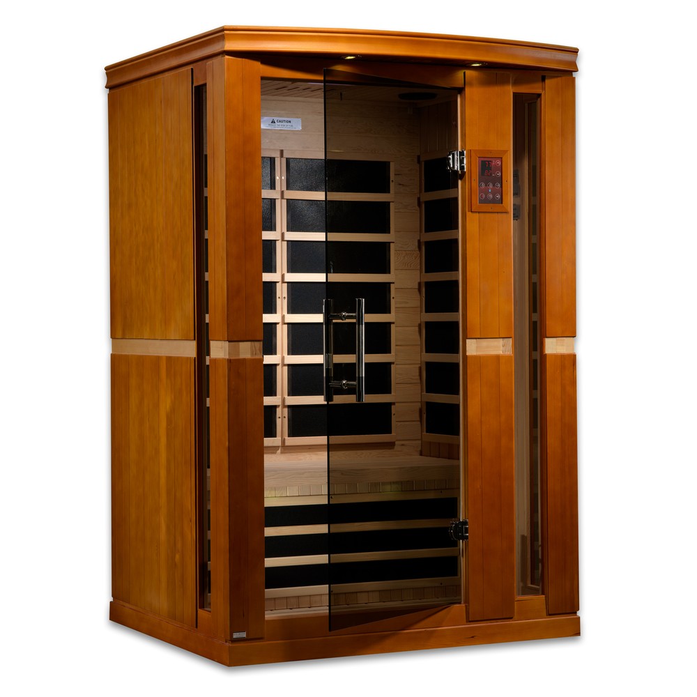 Dynamic Vittoria Elite 2 person Ultra Low EMF infrared sauna photographed against a plain background