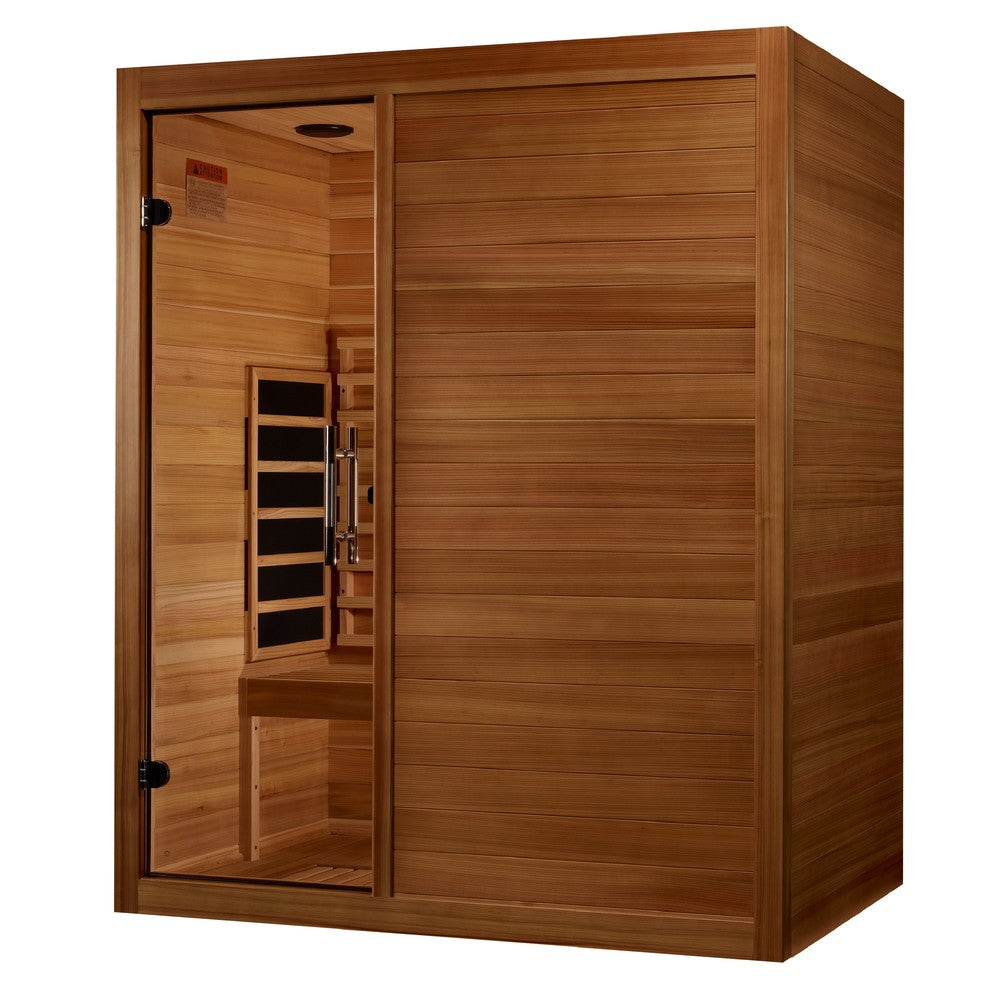 Maxxus S-Line Yoga 3 person full spectrum infrared sauna photographed against a plain background