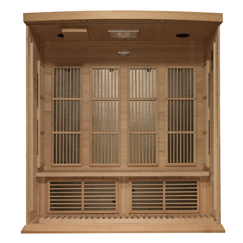 Maxxus MX-K406-01-ZF 4 person Near Zero EMF infrared sauna photographed in a room