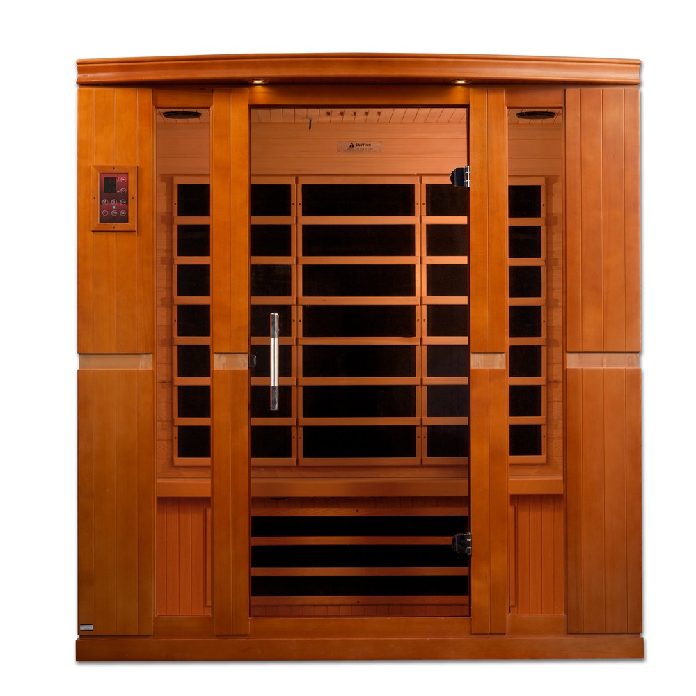 Dynamic Bergamo Elite 4 person Ultra Low EMF infrared sauna photographed against a plain background