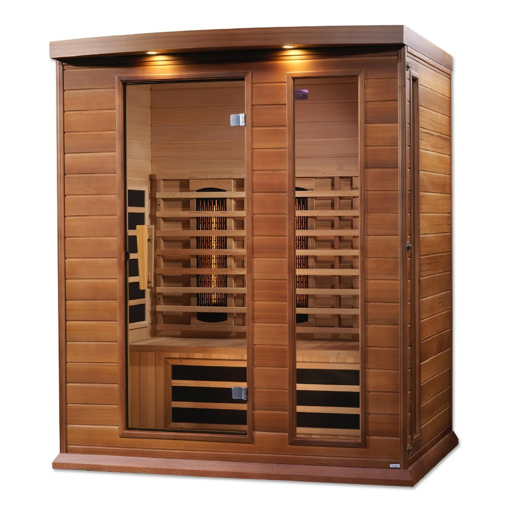 Maxxus MX-M306-01-FS CED 3 person red cedar full spectrum infrared sauna photographed against a plain background
