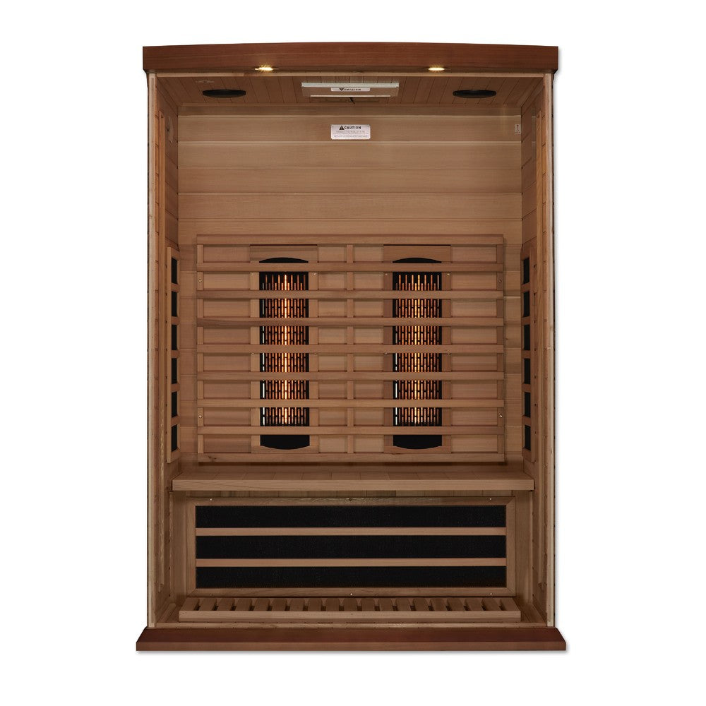Maxxus MX-M206-01-FS CED 2 person red cedar full spectrum infrared sauna photographed against a plain background