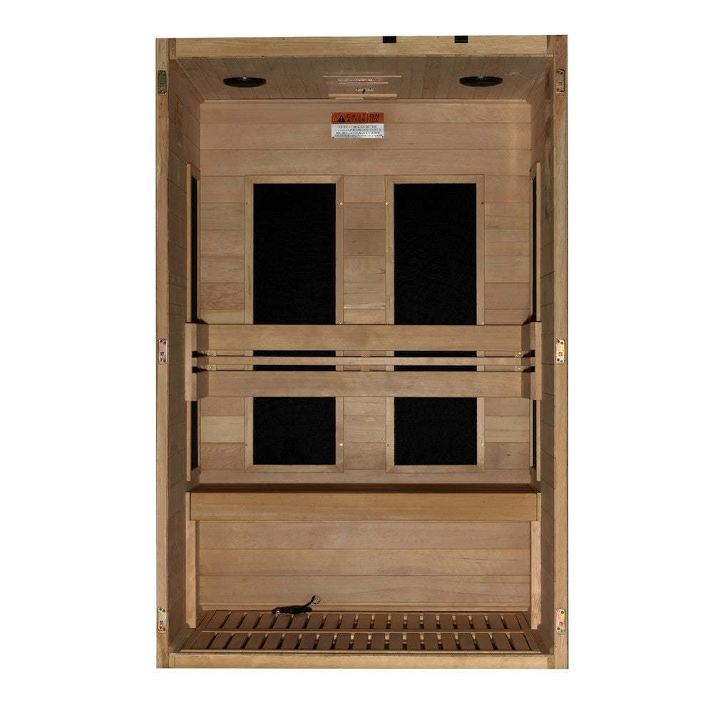 Maxxus S-Line Yoga 2 person Low EMF infrared sauna photographed against a plain background