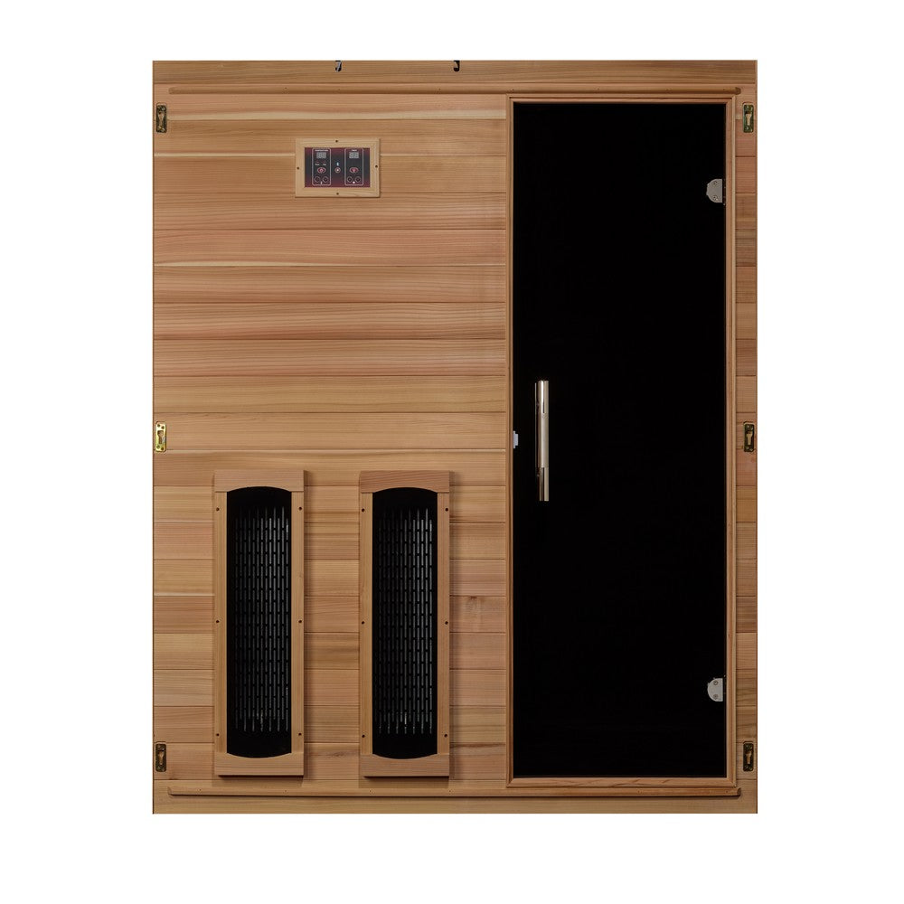 Maxxus S-Line Yoga 3 person full spectrum infrared sauna photographed against a plain background