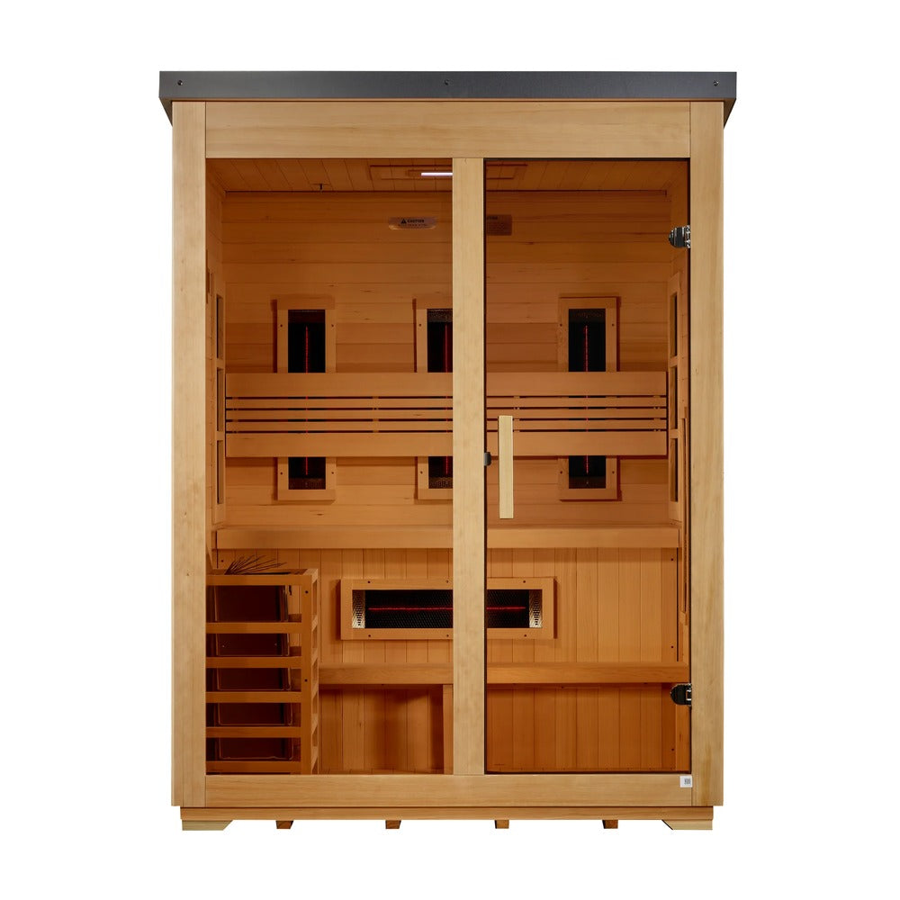 Golden Designs Carinthia Flat Roof 3 Person Flat Roof Outdoor Hybrid Sauna front