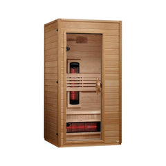 Dynamic Martin 1 person Low EMF infrared sauna photographed from a three-quarter angle