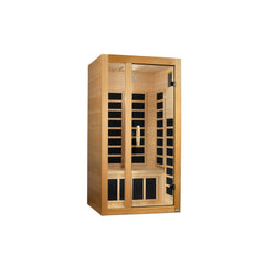 Dynamic Gracia 1 person Low EMF infrared sauna photographed from a three-quarter angle