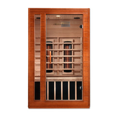 Dynamic Cardoba 2 person Low EMF infrared sauna photographed from a three-quarter angle