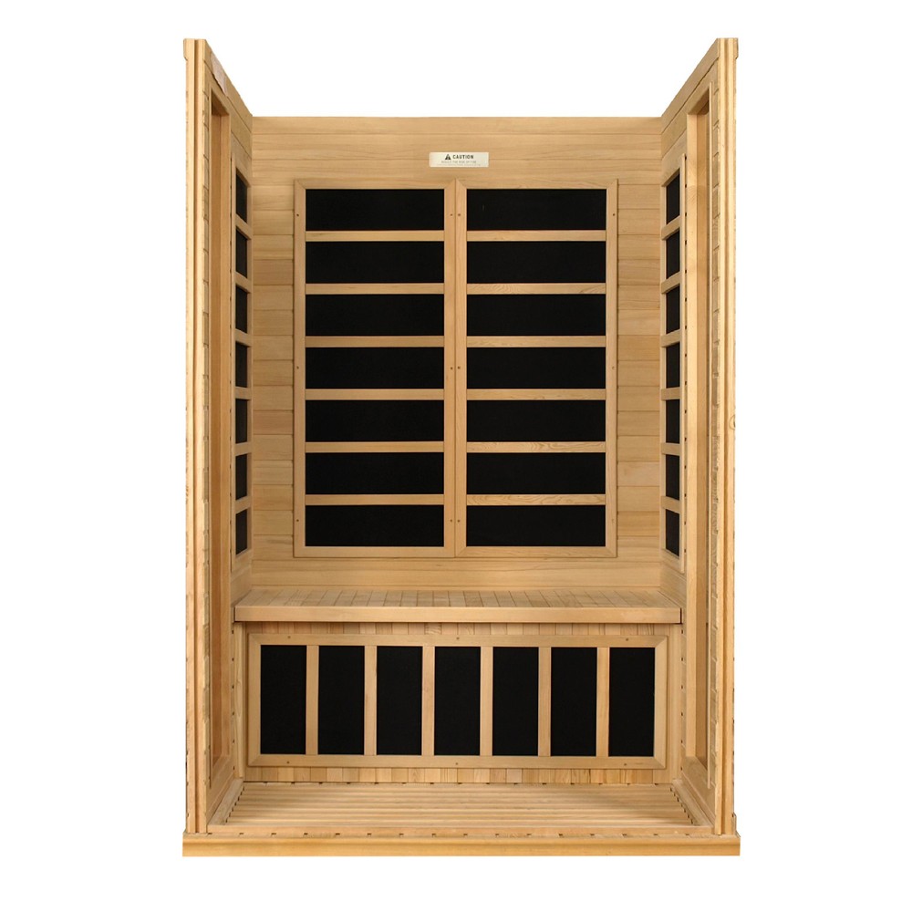 Dynamic Versailles 2 person Low EMF infrared sauna photographed from a three-quarter angle