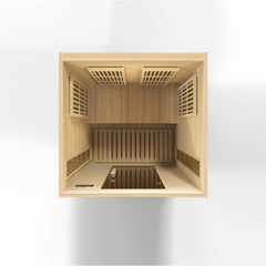 Maxxus Toulouse 2 person Low EMF infrared sauna photographed from a three-quarter angle