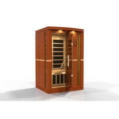 Dynamic Vittoria Elite 2 person Ultra Low EMF infrared sauna photographed from a three-quarter angle