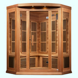 3 Person Corner Low EMF FAR Infrared Sauna for Home – Maxxus MX-K356-01 CED (Canadian Red Cedar, Bronze Tinted Glass)