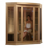 3 Person Corner Low EMF FAR Infrared Sauna for Home – Maxxus MX-K356-01 (Bronze Tinted Glass, Exterior Accent Lighting)