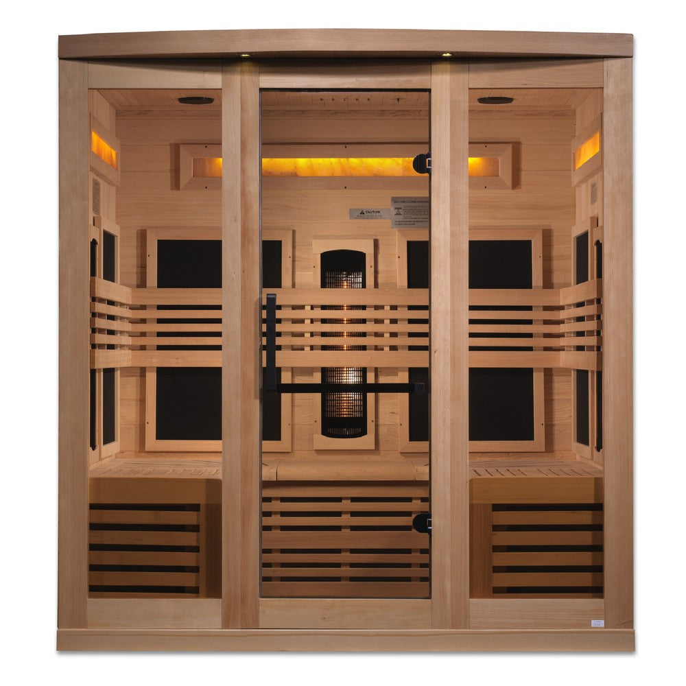 Golden Designs GDI-8260-01 6 person full spectrum infrared sauna photographed from a three-quarter angle