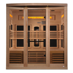 Golden Designs GDI-8260-01 6 person full spectrum infrared sauna photographed from a three-quarter angle