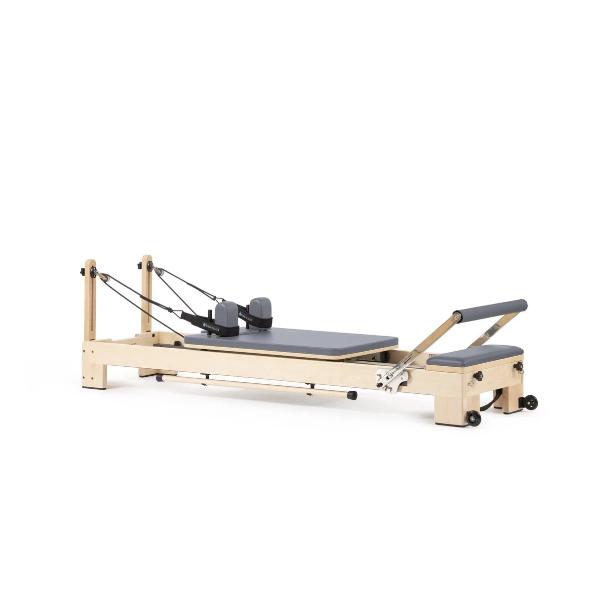 Spring resistance system on the Elina Pilates Lignum wooden reformer