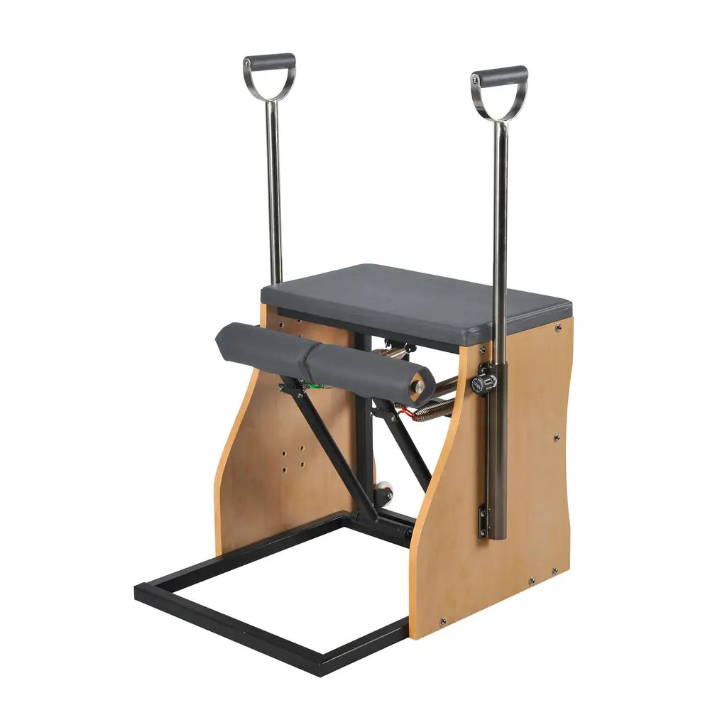 Elina Pilates steel base Combo Chair in gray with adjustable handles and pedal