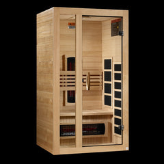 Dynamic Gracia 1 person Low EMF infrared sauna photographed in a room