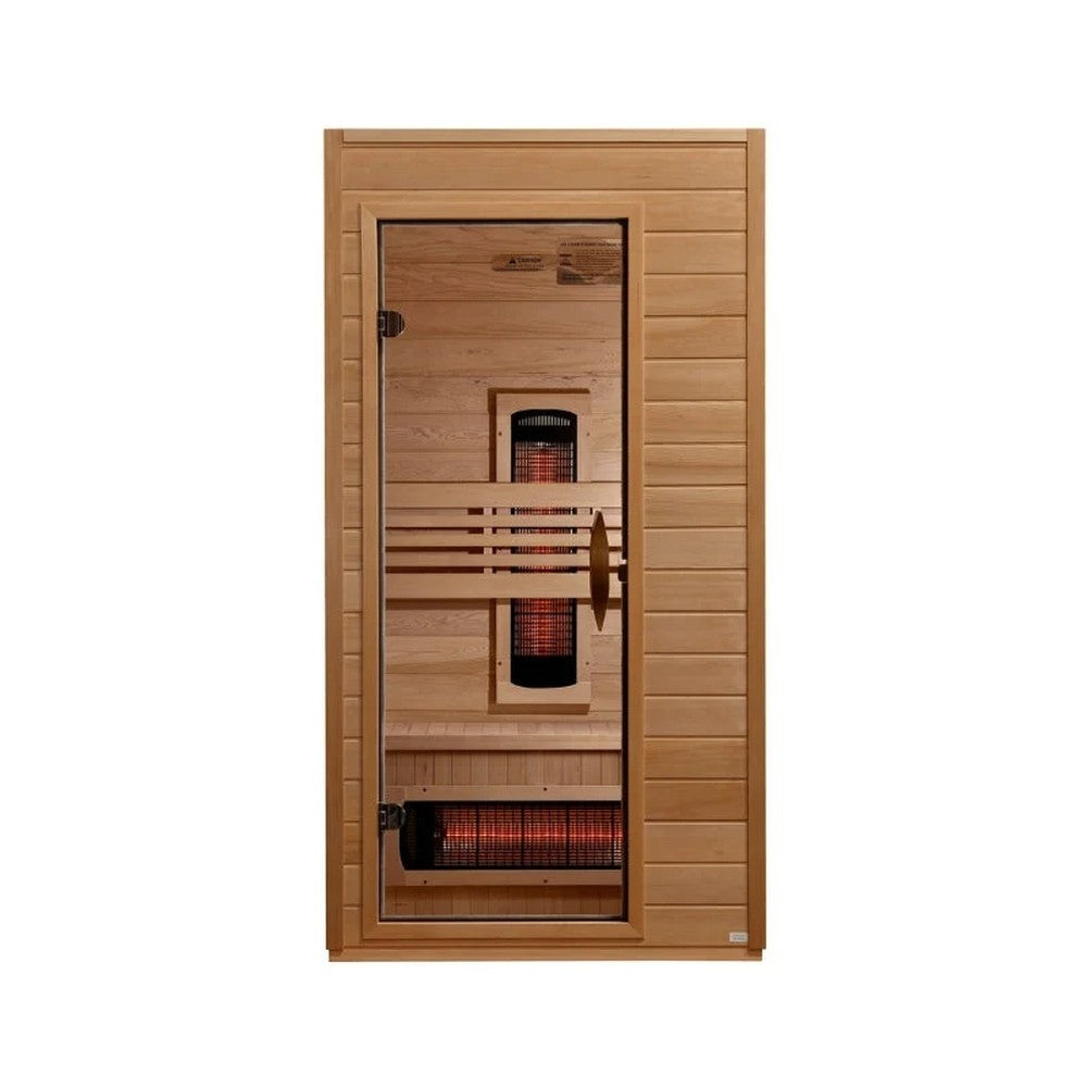 Dynamic Martin 1 person Low EMF infrared sauna photographed in a room
