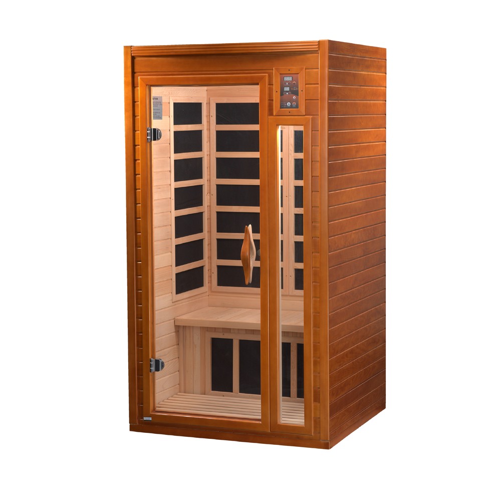 Dynamic Barcelona 1 person Low EMF infrared sauna photographed in a room