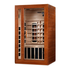 Dynamic Cardoba 2 person Low EMF infrared sauna photographed in a room