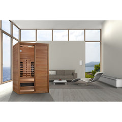 Maxxus S-Line Yoga 2 person full spectrum infrared sauna photographed in a room