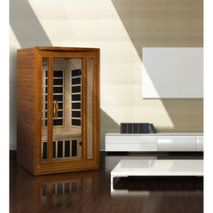 Dynamic San Marino 2 person Low EMF infrared sauna photographed in a room