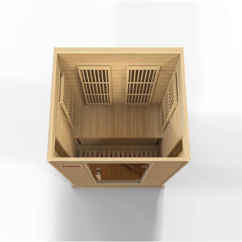 Maxxus Toulouse 2 person Low EMF infrared sauna photographed in a room
