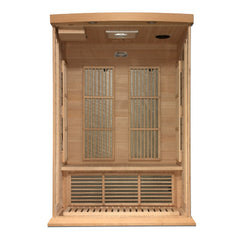 Maxxus MX-K206-01-ZF 2 person Near Zero EMF infrared sauna photographed in a room