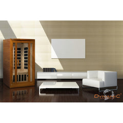 Dynamic San Marino Elite 2 person Ultra Low EMF infrared sauna photographed in a room