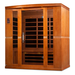 Dynamic Bergamo 4 person Low EMF infrared sauna photographed in a room