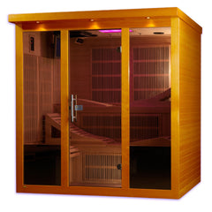 Dynamic Monaco Elite DYN-6996-01 six-person infrared sauna with interior lighting on