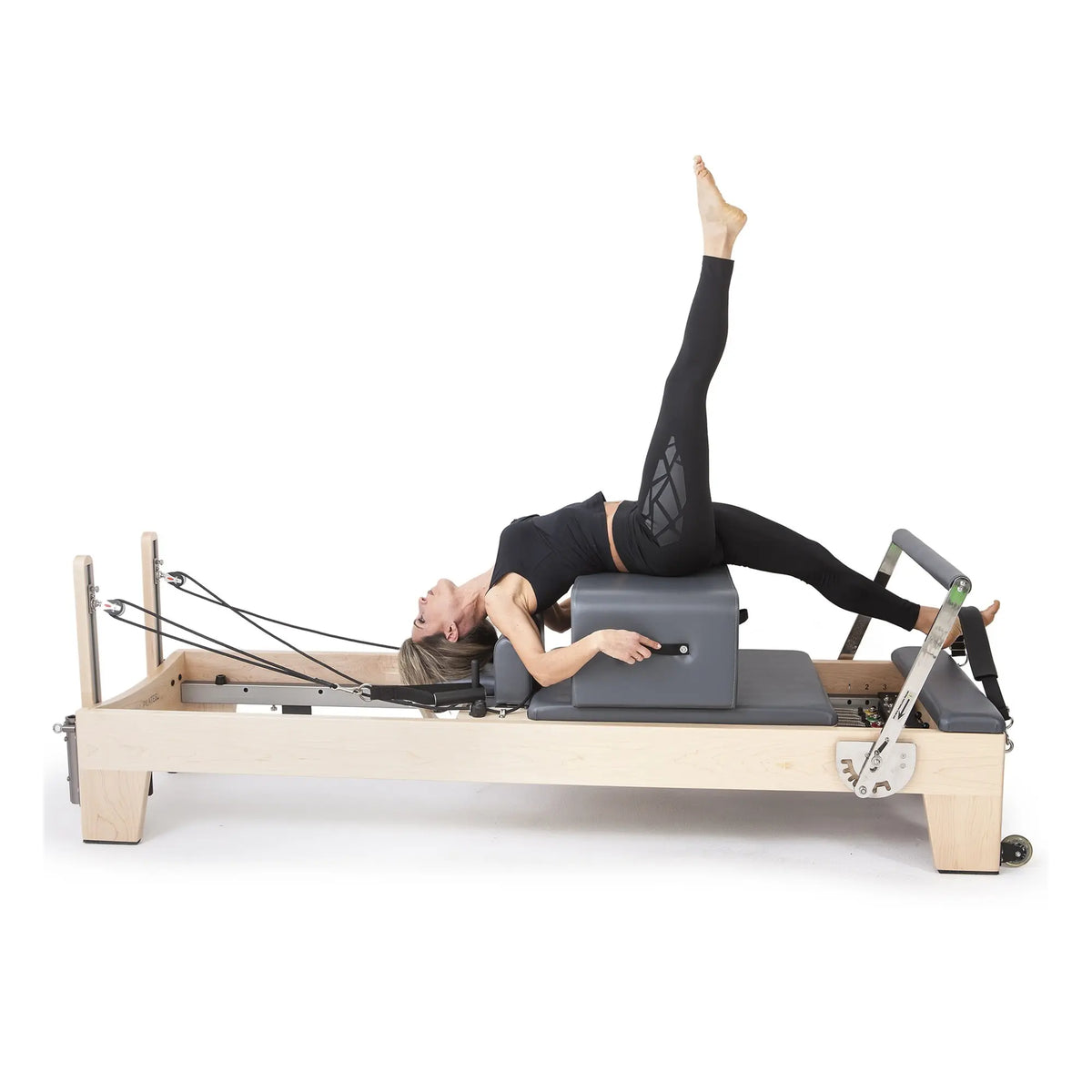 Studio action image emphasizing frame stability and full carriage travel