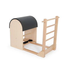 Elina Pilates wooden base Pilates Ladder Barrel in black, angled view
