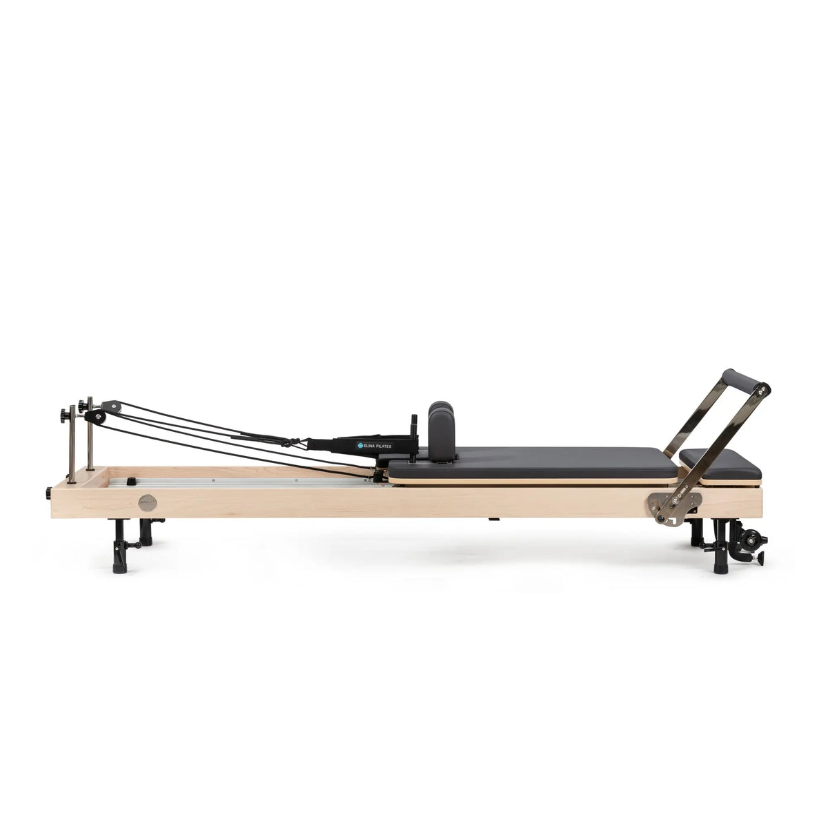 Elina Pilates Vertical Reformer in black, full side view