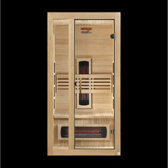 Dynamic Gracia 1 person Low EMF infrared sauna front view with the interior visible