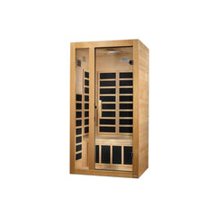 Dynamic Gracia 1 person Low EMF infrared sauna front view with the interior visible
