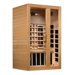 Dynamic Serena 2 person Low EMF infrared sauna front view with the interior visible