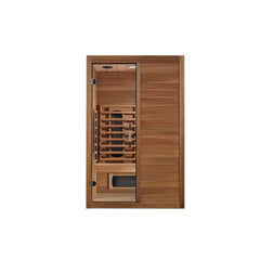 Maxxus S-Line Yoga 2 person full spectrum infrared sauna front view with the interior visible