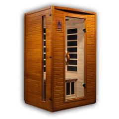 Dynamic Versailles 2 person Low EMF infrared sauna front view with the interior visible
