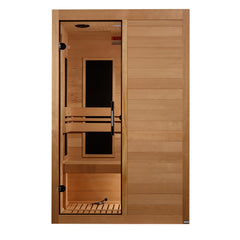 Maxxus S-Line Yoga 2 person Low EMF infrared sauna front view with the interior visible