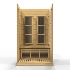 Maxxus Toulouse 2 person Low EMF infrared sauna front view with the interior visible