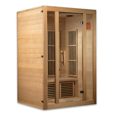 Maxxus Seattle 2 person Near Zero EMF infrared sauna front view with the interior visible