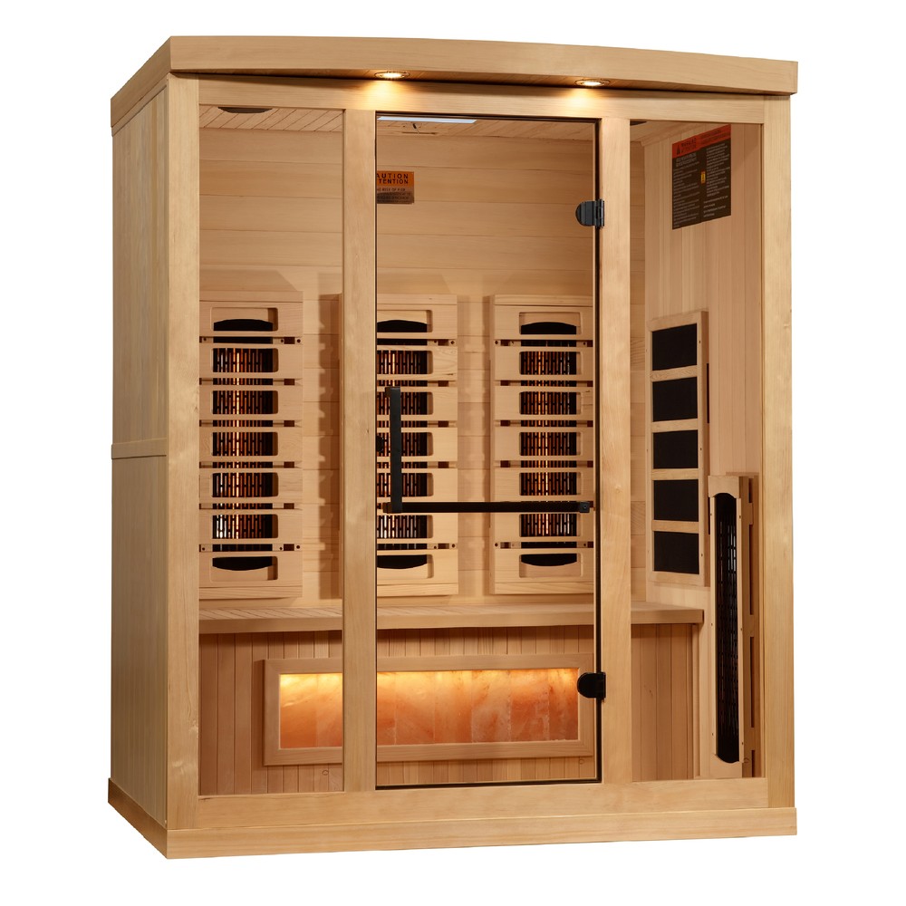 Golden Designs GDI-8030-03 3 person full spectrum infrared sauna front view with the interior visible