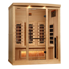 Golden Designs GDI-8030-03 3 person full spectrum infrared sauna front view with the interior visible